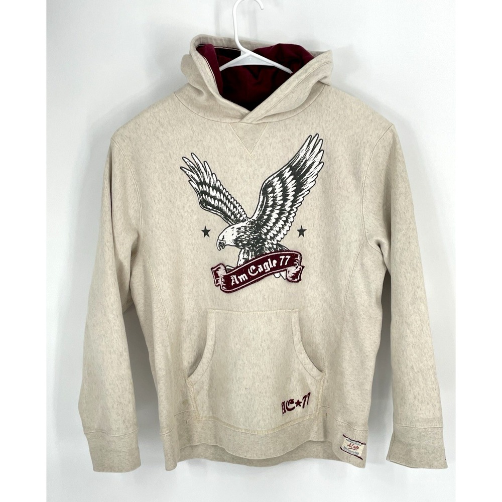 VINTAGE American Eagle Hoodie Sweatshirt Men Size‎ Large AE 77 Eagle Varsity